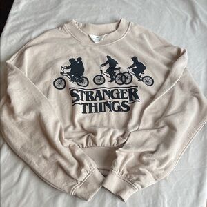 H&M Cream Stranger Things Graphic Sweatshirt Girls